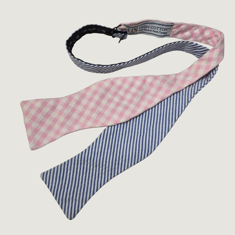High Cotton Bow Tie Mens Blue‎ Seersucker Pink Gingham Preppy Classic